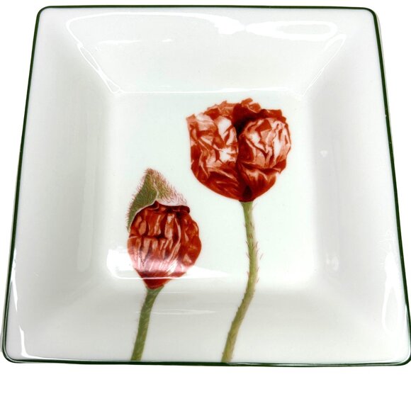 Set Of 2 Villeroy & Boch Poppy Flora Square Porcelain Dinnerware Plates 8 5/8" - Picture 2 of 6